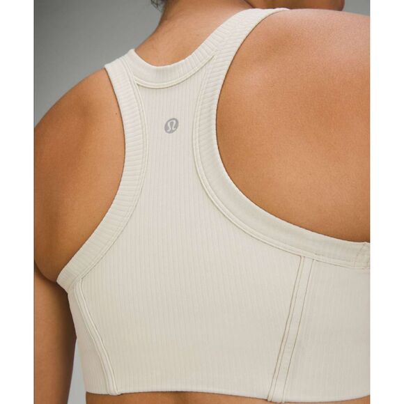 Lululemon Ribbed Nulu High-Neck Yoga Bra in Natural Ivory - sz 2 - Picture 2 of 6